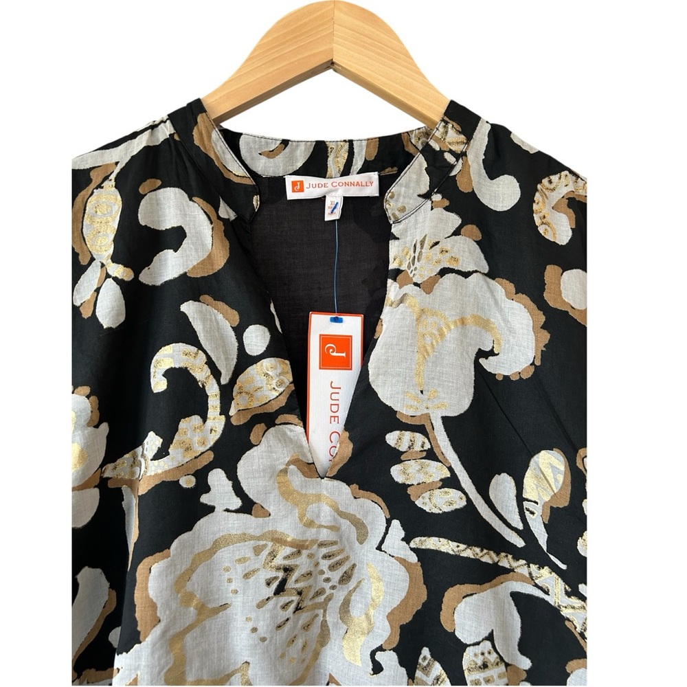 JUDE CONNALLY Faith Cotton Voile  Dress Grand Floral Black Gold XL NWT $198 - Picture 4 of 14
